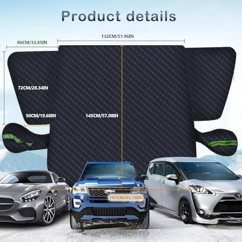 Maxee Car Windscreen Cover with 10 Magnetic, Cover Door Handles, Enlarged Winter Snowproof Windshield Cover with Side Mirror Cover, Frost Guard for SUV Trucks Large Vehicles, Full Protection-Basic
